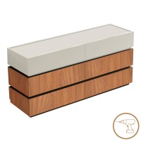 Συρταριέρα Sonlen pakoworld mdf σε καρυδί-μπεζ απόχρωση 120x40x72εκ