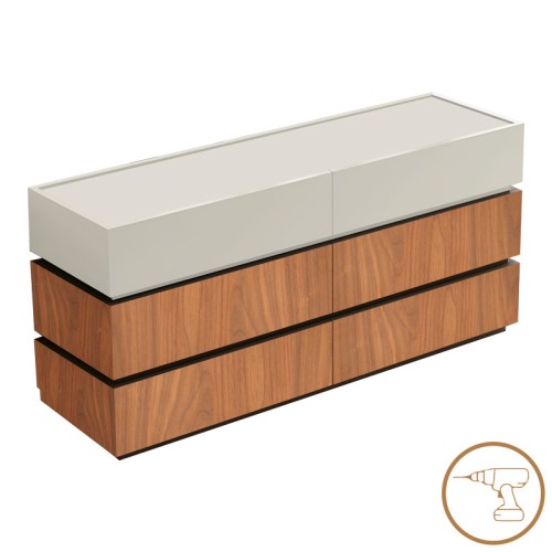 Συρταριέρα Sonlen pakoworld mdf σε καρυδί-μπεζ απόχρωση 120x40x72εκ