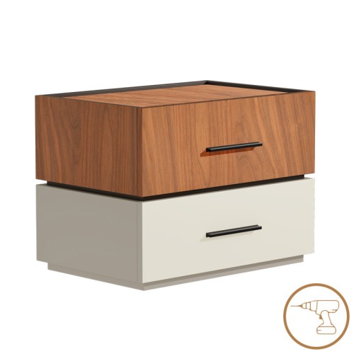 Κομοδίνο Sonlen pakoworld mdf σε καρυδί-μπεζ απόχρωση 60x40x44.5εκ