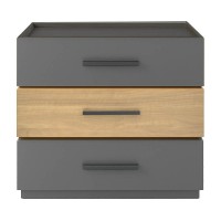 Κομοδίνο Sonlen pakoworld mdf σε sonoma-ανθρακί απόχρωση 60x40x66εκ