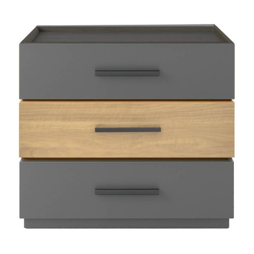 Κομοδίνο Sonlen pakoworld mdf σε sonoma-ανθρακί απόχρωση 60x40x66εκ