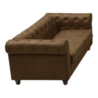 Kαναπές διθέσιος τ. Chesterfield pakoworld pu σε αντικέ καφέ απόχρωση 160x84x67εκ
