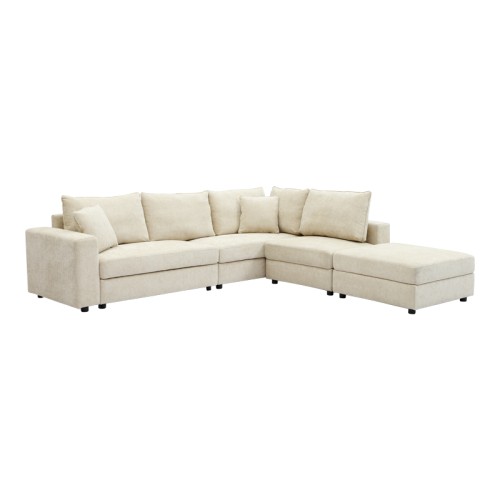 Πολυμορφικός καναπές Navaro pakoworld ύφασμα μπεζ 281x256x85εκ
