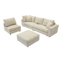 Πολυμορφικός καναπές Navaro pakoworld ύφασμα μπεζ 281x256x85εκ
