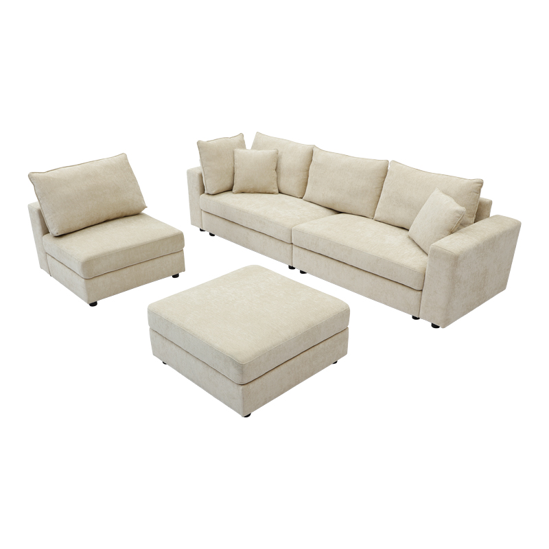 Πολυμορφικός καναπές Navaro pakoworld ύφασμα μπεζ 281x256x85εκ