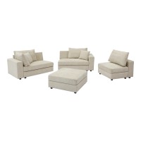 Πολυμορφικός καναπές Navaro pakoworld ύφασμα μπεζ 281x256x85εκ