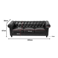 Kαναπές τριθέσιος τ. Chesterfield pakoworld pu κυπαρισσί 203x84x67εκ