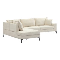 Γωνιακός καναπές Zenqua pakoworld δεξιά γωνία μπεζ ύφασμα 291x233x90εκ