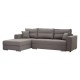 Γωνιακός καναπές-κρεβάτι Morgana pakoworld δεξιά γωνία γκρί 270x190x98/88εκ