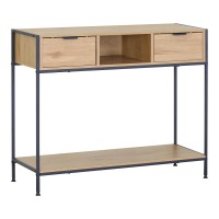 Κονσόλα Regando pakoworld σε oak απόχρωση με μαύρο μέταλλο 100x35x80εκ