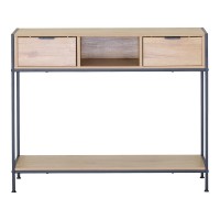 Κονσόλα Regando pakoworld σε oak απόχρωση με μαύρο μέταλλο 100x35x80εκ