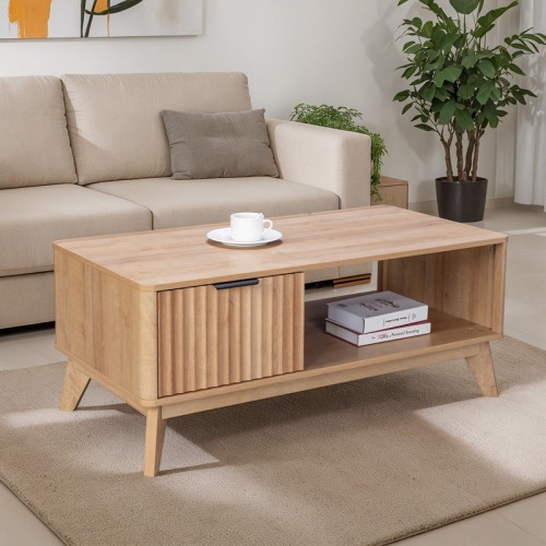 Τραπέζι σαλονιού Hamea pakoworld mdf σε φυσική απόχρωση 110x55,2x45εκ