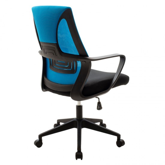 Καρέκλα γραφείου εργασίας Maestro pakoworld με ύφασμα mesh χρώμα μαύρο-μπλε