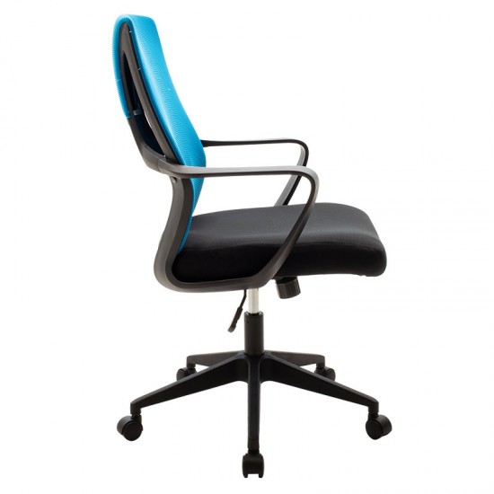 Καρέκλα γραφείου εργασίας Maestro pakoworld με ύφασμα mesh χρώμα μαύρο-μπλε