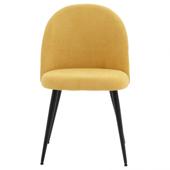 Καρέκλα Graceful pakoworld ύφασμα μπουκλέ κίτρινο-πόδι μαύρο