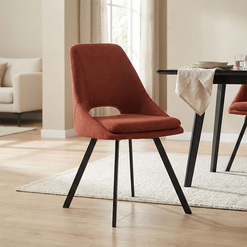 Καρέκλα Initiate pakoworld terracotta ύφασμα-πόδι μαύρο μέταλλο 48x57x85εκ