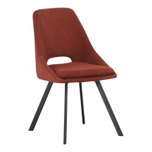 Καρέκλα Initiate pakoworld terracotta ύφασμα-πόδι μαύρο μέταλλο 48x57x85εκ