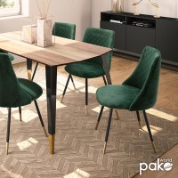 Σετ-4Τεμ.Καρέκλα Giselle pakoworld βελούδο σκούρο πράσινο-μαύρο χρυσό πόδι