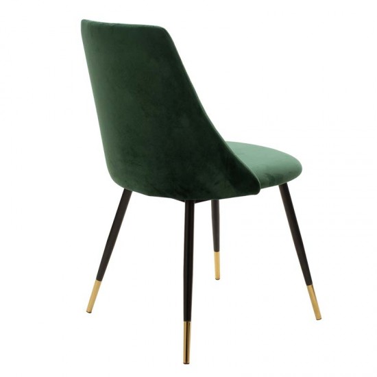 Καρέκλα Giselle pakoworld μαύρο-ύφασμα βελουτέ πράσινο-χρυσό