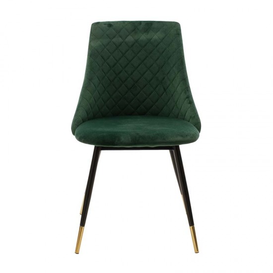 Καρέκλα Giselle pakoworld μαύρο-ύφασμα βελουτέ πράσινο-χρυσό