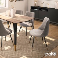 Σετ-4Τεμ.Καρέκλα Giselle pakoworld βελούδο γκρι-μαύρο χρυσό πόδι
