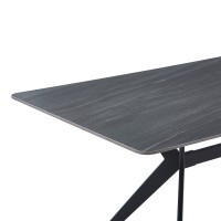 Τραπέζι Olivet pakoworld mdf-sandstone όψη μαρμάρου-πόδι μαύρο μέταλλο 180x90x76εκ