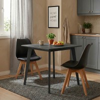 Τραπέζι Benson pakoworld MDF σε rustic grey απόχρωση 80x80x75εκ