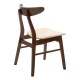 Καρέκλα Orlean pakoworld μασίφ ξύλο rubber wood χρώμα καρυδί με μπεζ ύφασμα