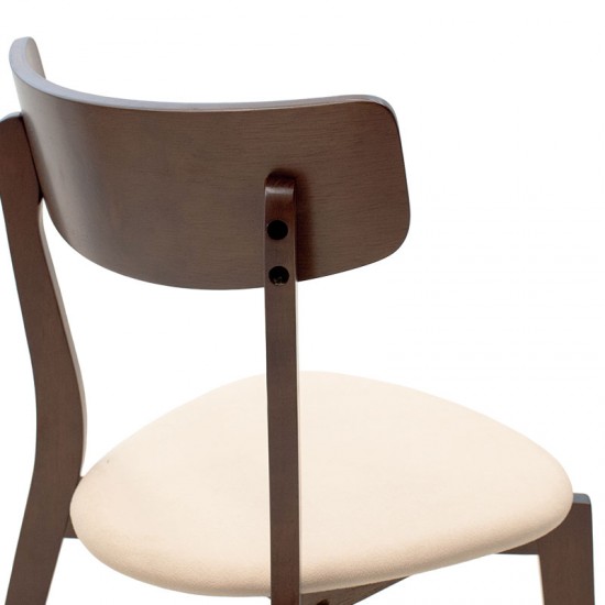 Καρέκλα Toto pakoworld ξύλο rubber wood καρυδί-ύφασμα μπεζ