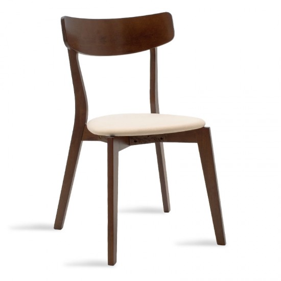 Καρέκλα Toto pakoworld ξύλο rubber wood καρυδί-ύφασμα μπεζ