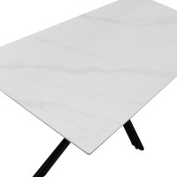 Τραπέζι Bethan pakoworld sintered stone λευκό-μαύρα μεταλλικά πόδια 180x90x75εκ