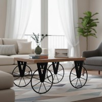 Τραπέζι σαλονιού Bike pakoworld χρώμα μαύρο-καρυδί 85x55x41εκ