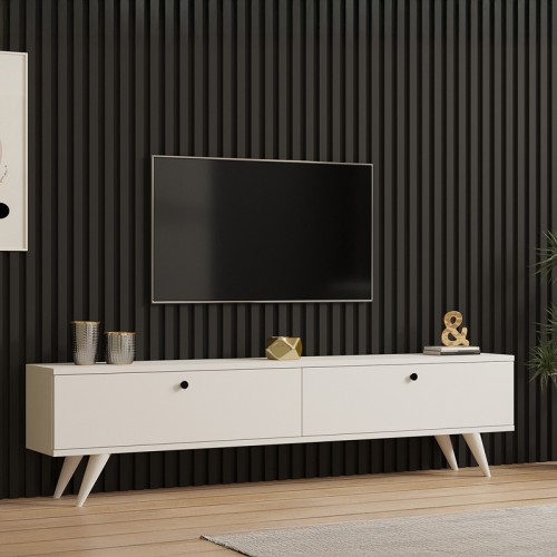 Έπιπλο τηλεόρασης Jate pakoworld σε λευκή απόχρωση 160x25x40εκ
