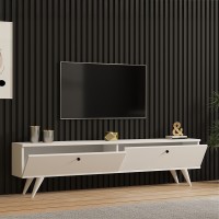 Έπιπλο τηλεόρασης Jate pakoworld σε λευκή απόχρωση 160x25x40εκ