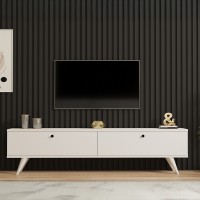 Έπιπλο τηλεόρασης Jate pakoworld σε λευκή απόχρωση 160x25x40εκ