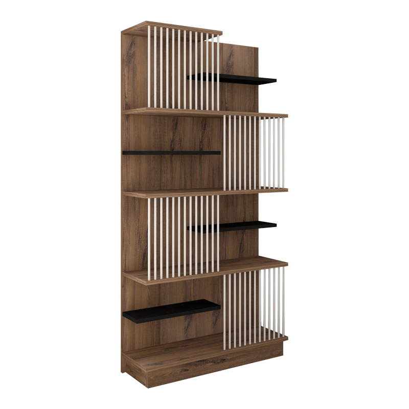 Βιβλιοθήκη Gassim pakoworld sonoma με ανθρακί και λευκό 80x24.6x160εκ