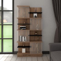 Βιβλιοθήκη Gassim pakoworld sonoma με ανθρακί και λευκό 80x24.6x160εκ