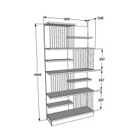 Βιβλιοθήκη Gassim pakoworld sonoma με ανθρακί και λευκό 80x24.6x160εκ