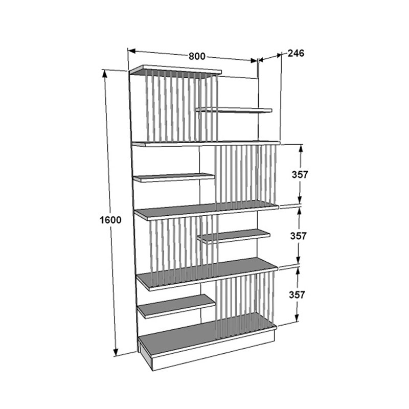 Βιβλιοθήκη Gassim pakoworld sonoma με ανθρακί και λευκό 80x24.6x160εκ
