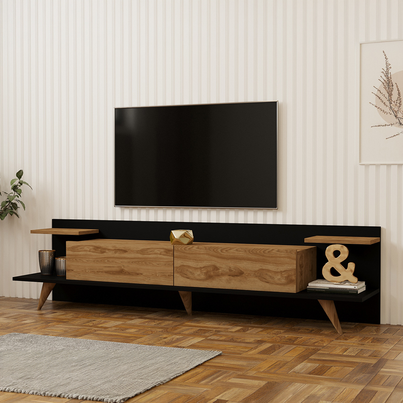 Έπιπλο τηλεόρασης Astry pakoworld oak με ανθρακί 180x36,8x45εκ