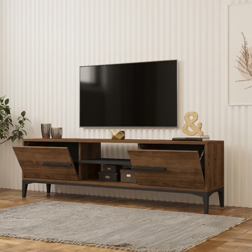 Έπιπλο τηλεόρασης Eslem pakoworld καρυδί με ανθρακί 160x34,6x48,1εκ