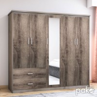 Ντουλάπα ρούχων πεντάφυλλη OLYMPUS pakoworld χρώμα castillo-toro 198x57x183εκ