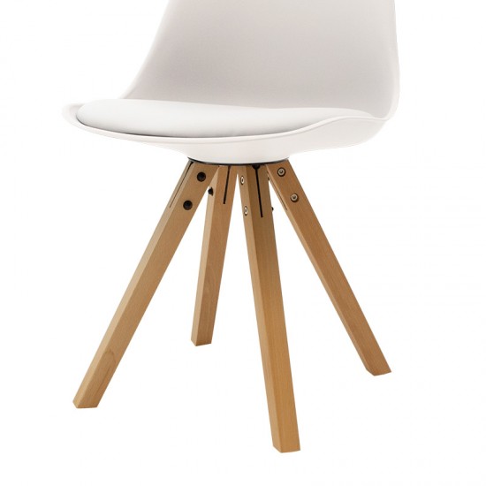 Καρέκλα Caron pakoworld pp χρώμα λευκό - φυσικό