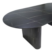 Τραπέζι Nembou pakoworld mdf σε απόχρωση μαύρου μαρμάρου 210x100x76εκ