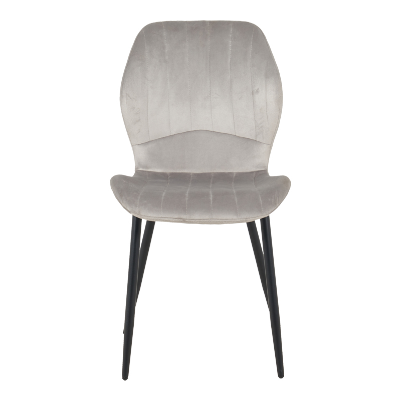 Σετ-4Τεμ.Καρέκλα Jelour pakoworld βελούδο σε γκρι απόχρωση-πόδια μαύρα μεταλλικά 46.5x60x84εκ