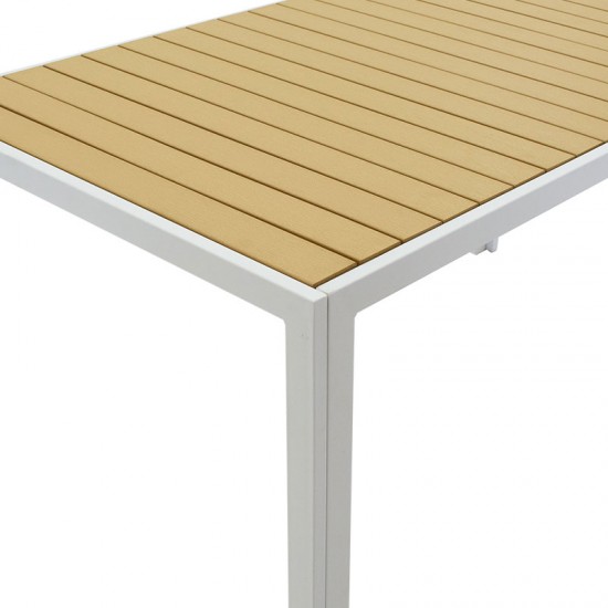 Tραπέζι Tessa pakoworld μέταλλο λευκό-φυσικό 120x80x75εκ
