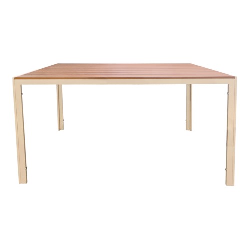 Τραπέζι Nares pakoworld σαμπανί αλουμίνιο plywood σε φυσική απόχρωση 140x80x72.5εκ