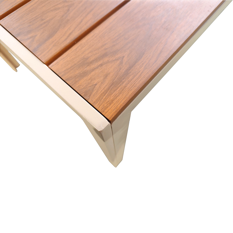 Τραπέζι Nares pakoworld σαμπανί αλουμίνιο plywood σε φυσική απόχρωση 140x80x72.5εκ