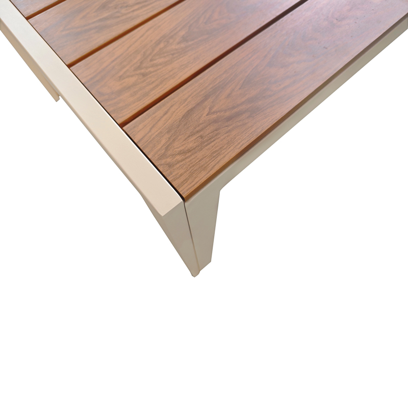 Τραπέζι Nares pakoworld σαμπανί αλουμίνιο plywood σε φυσική απόχρωση 180x90x72.5εκ