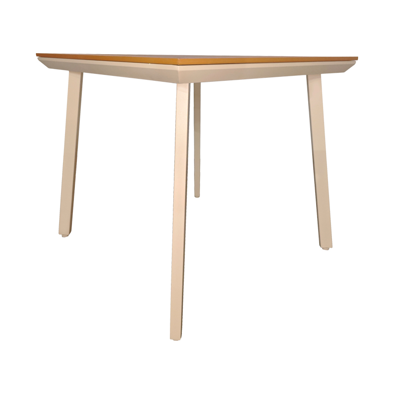 Τραπέζι Synergy pakoworld αλουμίνιο cappuccino-plywood σε φυσική απόχρωση 80x80x74εκ